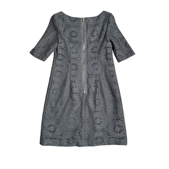 Adrianna Papell Gray Crochet Eyelet Sheath Dress — Size 6 Elegant Lined Classic - Picture 8 of 12